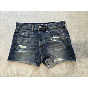 American Eagle Jean Shorts Womens Size 2 Blue Denim Distressed 100% Cotton